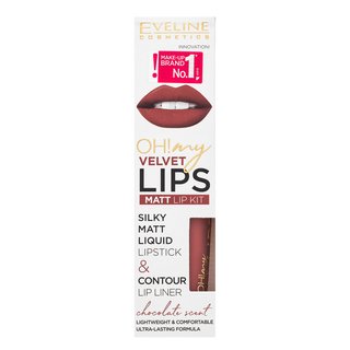 Eveline OH! My Velvet Lips Matt Lip Kit Lippenset Für Einen Matten Effekt 13 Brownie Biscotti 4,5 Ml