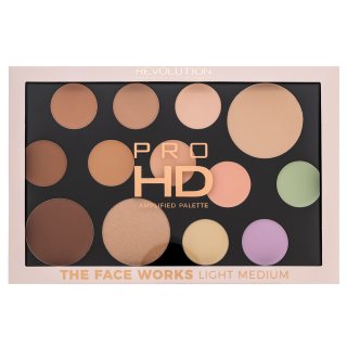 Makeup Revolution Pro HD Amplified Palette The Face Works - Light Medium Lidschatten & Kontourpalette 15 G